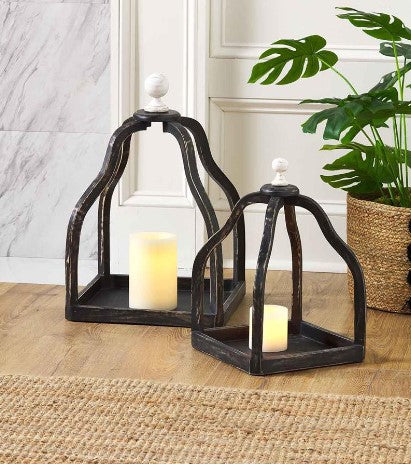 Black Wooden Lantern - Courtyard Style