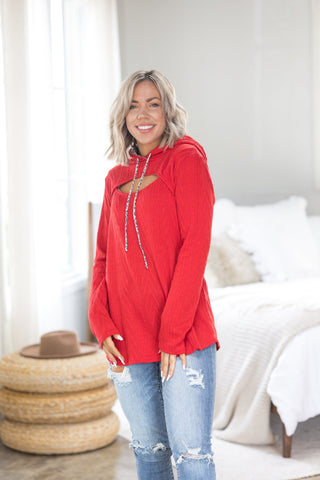 Holiday Red Peek-A-Boo Sweater