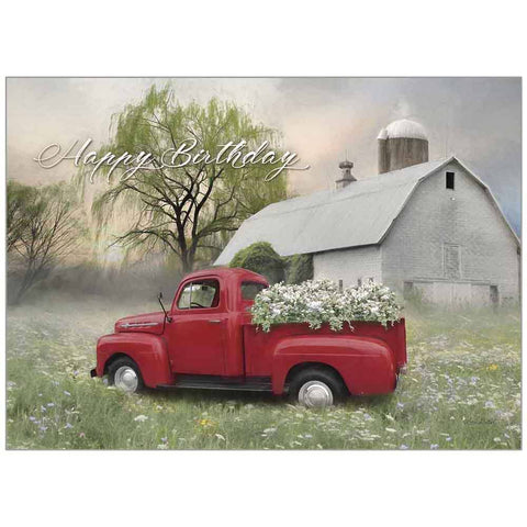 Flower Bed Truck Birthday  Card - Courtyard Style