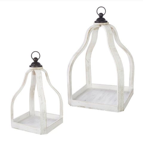 White Open Face Lantern - Courtyard Style